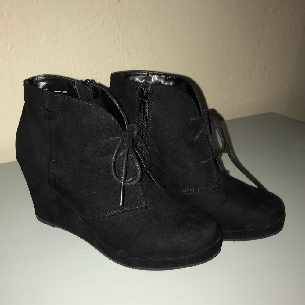 Merona Black Wedge Ankle Booties
